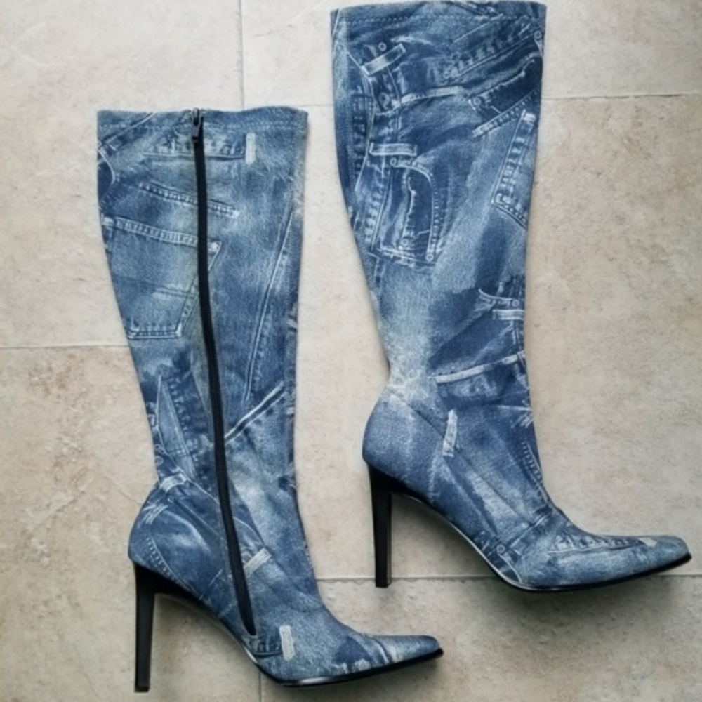Blue Stretch Denim Boot by Amanda Smith